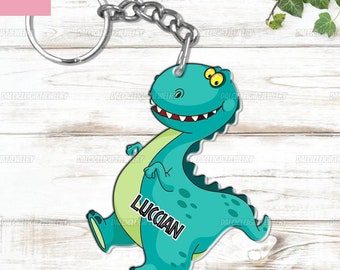 Llavero de dinosaurio personalizado, llavero de dinosaurio abuela mamá, llavero de dinosaurio lindo, regalo del Día de las Madres, llavero acrílico Nana