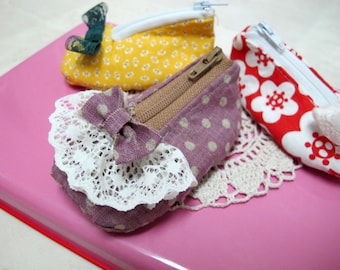 PDF Sewing Pattern Cute Baby Shoe Zippered Coin Purse with Bow Tutorials