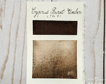 Natural Watercolor Paints, Handmade Watercolor Paints, Earth Pigment Cyprus Burnt Umber  Half Pan