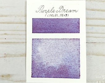 Granulating Watercolor, Handmade Watercolor Paint, Non Toxic Watercolor Paint, Artist Grade Watercolor, "Purple Dream" Half Pan