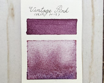 Granulating Watercolor, Handmade Watercolor Paint, Artist Grade Watercolor, "Vintage Pink" Half Pan