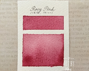 Handmade Watercolor Paint, Granulating Watercolor, Non Toxic Watercolor Paint, Artist Grade Watercolor, "Rosy Pink" Half Pan or Dot Card