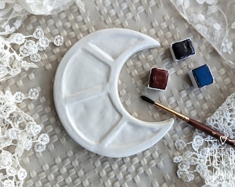 Ceramic Moon Palette - Handmade Ceramic Watercolor Palette - Porcelain Watercolor Palette -  FREE SHIPPING