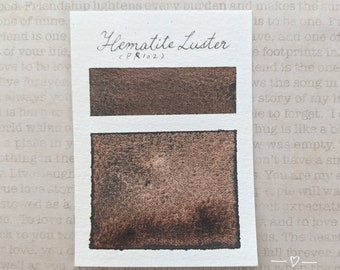 Granulating Watercolor, Handmade Watercolor Paint, Custom Mixed Watercolor Paint, Artist Watercolor, "Hematite Luster" Half Pan