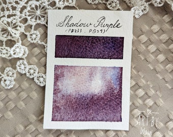 Granulating Watercolor, Handmade Watercolor Paint, Non Toxic Watercolor Paint, Artist Grade Watercolor, "Shadow Purple" Half Pan