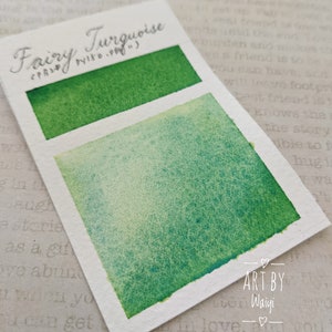 Handmade Watercolor Paints, Watercolor Dot Card, Handmade Paint Dot Card, Granulating Watercolor, &quot;Fairy Turquoise&quot; Half Pan, Dot Card