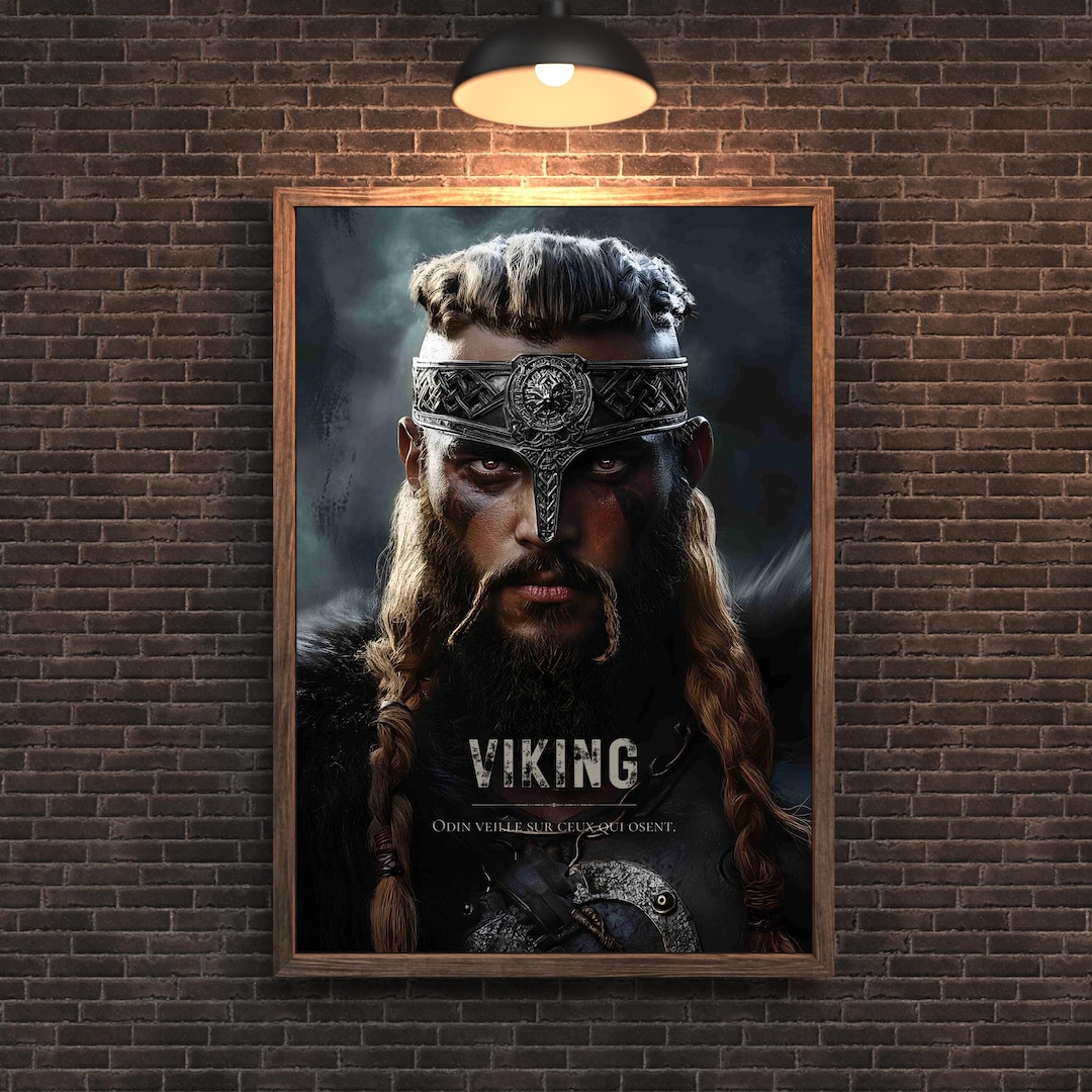 Viking Digital Poster - Nordic Warrior Art - Printable Scandinavian ...