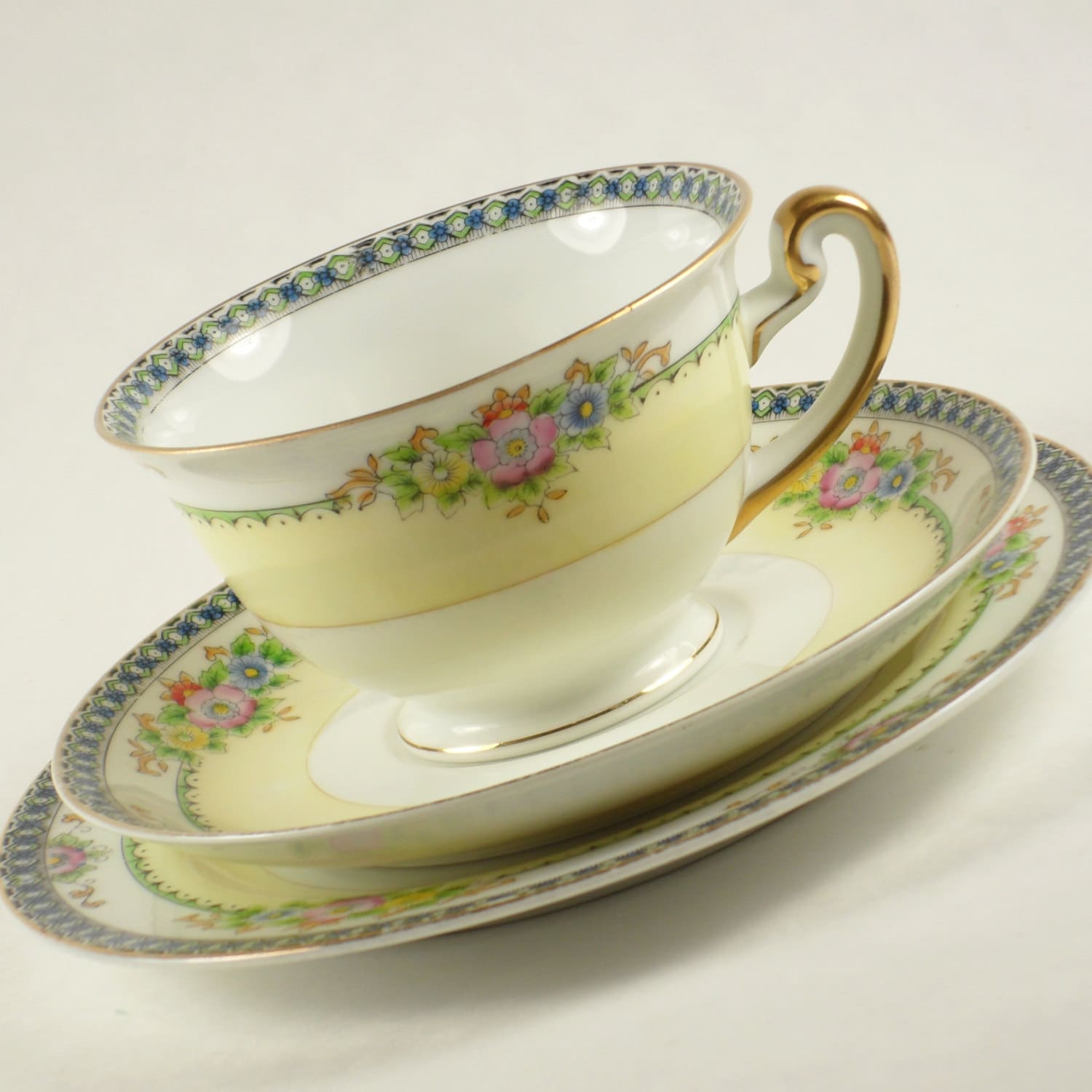 Vintage Meito China Made in Japan Hand Painted Teacup Saucer Etsy
