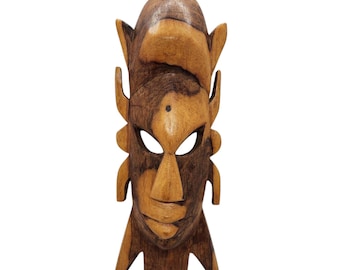 アフリカ　ビンテージ木彫りのお面ペア　壁飾り アフリカ ビンテージ木彫りのお面ペア 壁飾り