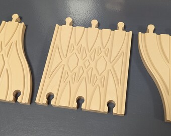 3-piece, 3-way train intersection for wooden train playsets