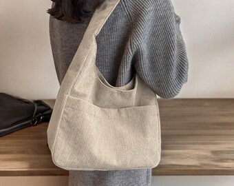 Velvet Tote Bag, Large Capacity Unisex Shoulder Bag Corduroy Shoulder Bag, Women Tote Bag