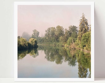 Pastel Landscape Print, Minimalist Landscape Film Photography, Peaceful River Photo