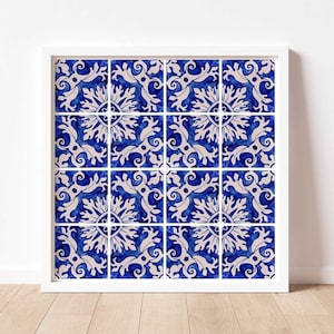 Blue Azulejo Tile Art Print: Portugal Wall Decor