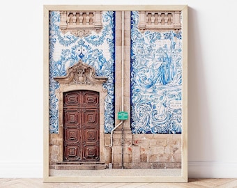 Portugal Door Print, Porto Photography, Igreja do Carmo Cathedral Photo, Portuguese Azulejo Tile Wall Art, Portuguese Gifts