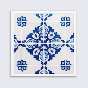 Portuguese Tile Art Print: Blue Azulejo Design