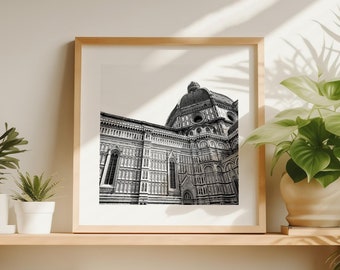 Florence Italy Black and White Photography, Il Duomo Cathedral Print, Italian Architecture Photo