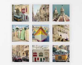 Malta Photography Set of 9 Prints, Malta Gallery Wall, Valletta - Sliema - Marsaxlokk Wall Art