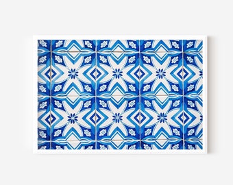 Portuguese Tile Print with optional Frame, Azulejo Wall Art, Portugal Decor