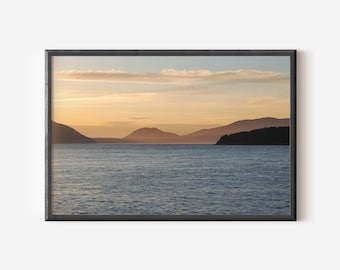 San Juan Islands Sunset Photo, View From a Washington Ferry Photo, PNW Wall Art, Pacific Northwest Gifts