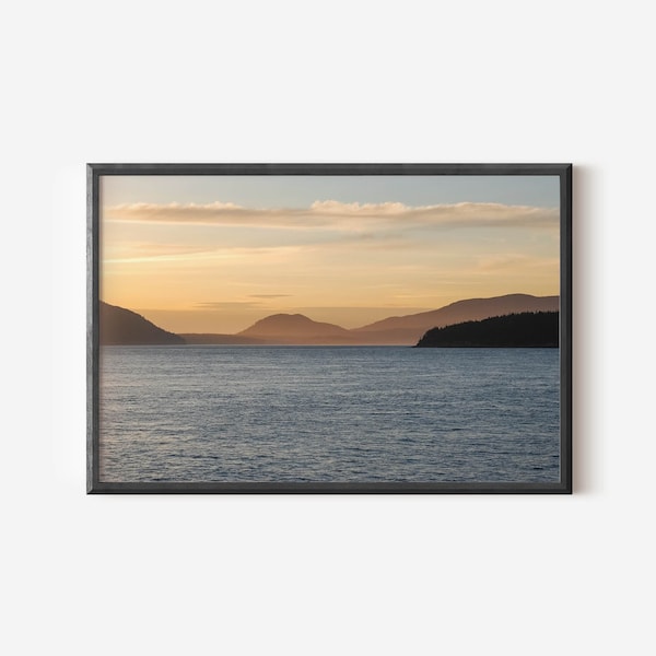 San Juan Islands Sunset Photo, View From a Washington Ferry Photo, PNW Wall Art, Pacific Northwest Gifts