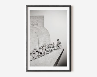 Monument to the Discoveries Black and White Photo, Belém Lisbon Portugal Wall Art