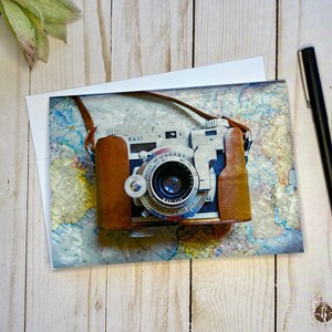 Carte de voeux vierge pour appareil photo vintage, carte de vœux Bon voyage avec enveloppe, jeu de cartes vierges