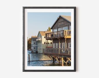 Coupeville WA Photo, Whidbey Island Art, Houses on Pilings in Penn Cove, Washington State Photography