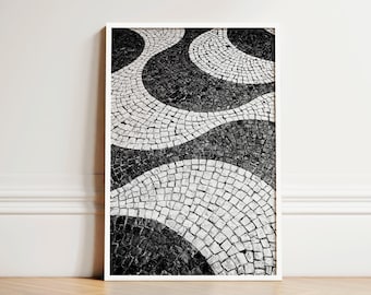 Lisbon Print, Black and White Portugal Photo, Portuguese Pavement, Rossio Square, Calcada Print, Minimalist Wall Art, Portuguese Gifts