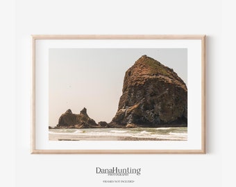 Cannon Beach Haystack Rock Photo, Oregon Coast Photography, Sea Stack Ocean Print, West Coast Wall Art