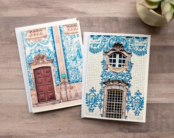Portugal Photo Card Set with Envelopes, Porto Church Art Cards, Portuguese Azulejo Tile Notecard Pack, Suitable for Framing, Portuguese Gift