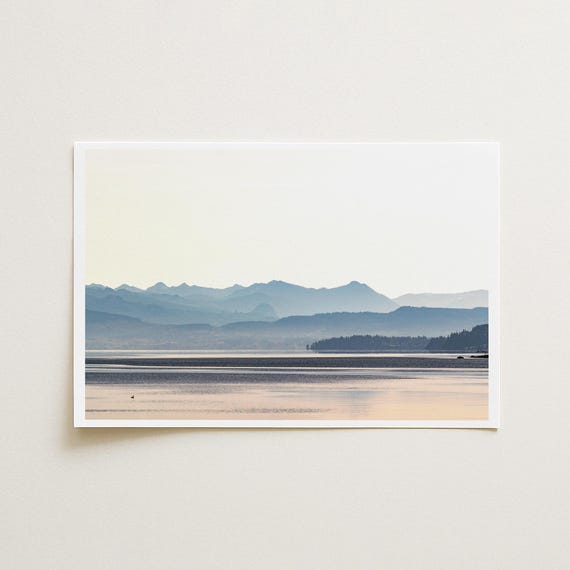 Minimalist Blue Mountain Photo, Pacific Northwest Landscape Print, Framed PNW Wall Art