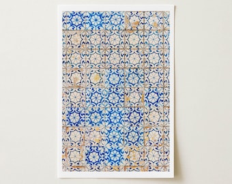 Portuguese Tile Wall Art, Lisbon Blue and White Azulejos Photo (Framed or Unframed)