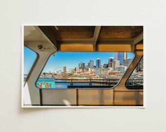 Seattle Art: City Skyline View from the Ferry Boat Photo (Framed or Unframed)