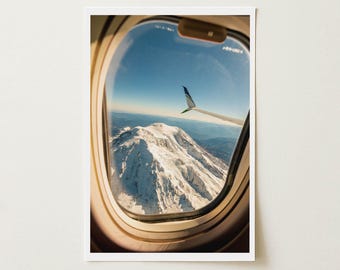 Mount Rainier Airplane View Photo, Mt. Rainier Print, Washington Mountain Wall Art