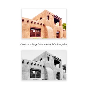 New Mexico Art, Santa Fe Black and White Photo, Adobe Building Print, Southwest Decor image 6