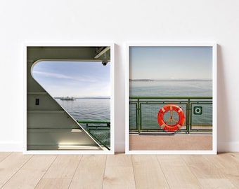 Washington Ferry Framed Print Set, Seattle Art Prints, Puget Sound Ferry Boat Photos