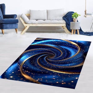 Abstract Rug, Navy Blue Patterned Rug, Elegant Rug, Glittering Rug ...