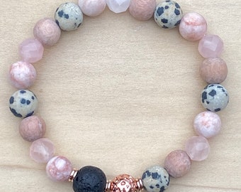 Diffuser bracelet ~ Aromatherapy ~ Essential Oil ~ Gemstone ~ Stretch bracelet ~ Lava bead