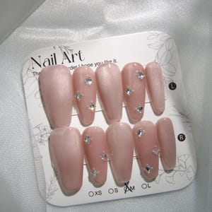 Glass Bead Cat Eye With diamond Nails/Gentle Fake Nail/Handmade Press On Nail/Daily Nails/Glitter nail/Custom Nail/Shimmer Cateye Nail /KK31