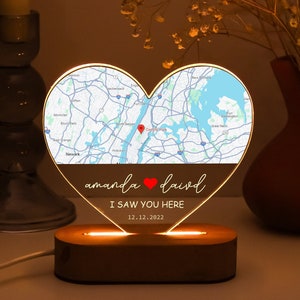Veilleuse personnalisée Notre premier rendez-vous : lampe LED « Là où tout a commencé », cadeau d'anniversaire pour elle et lui