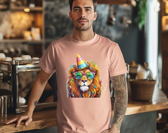 Party Lion Shirt, Lion Tshirt, Animal Lover Gift, Zoo Shirt, Gift Idea, Gift for Him, Wild Life T-Shirt, Wild Lover Gift Idea, Party Shirt