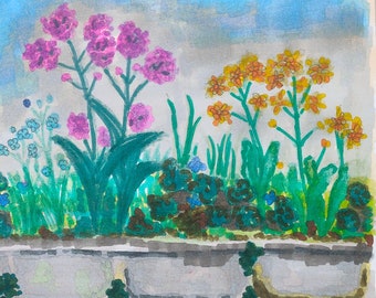 Old flower bed near the house, copic markers art