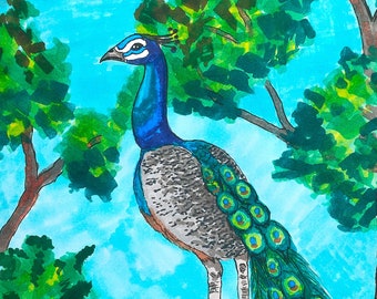Peacock, copic markers art