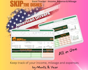 SKIP THE DISHES | All-in-one Google Sheet | Monthly Income | Expense and Mileage Tracker - American Delivery Drivers | Yearly Summary