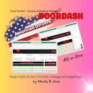 PORTA | Planilha Excel tudo-em-um | Renda Mensal | Expense and Mileage Tracker - Motoristas de entrega americanos | Resumo Anual