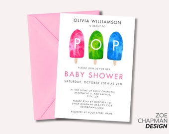 Ready to Pop Popsicle Baby Shower Invitation Popsicle Themed Summer Baby Shower Invite Editable Canva Invitation Template