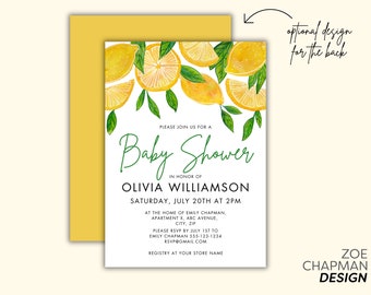 Editable Lemon Baby Shower Invitation
