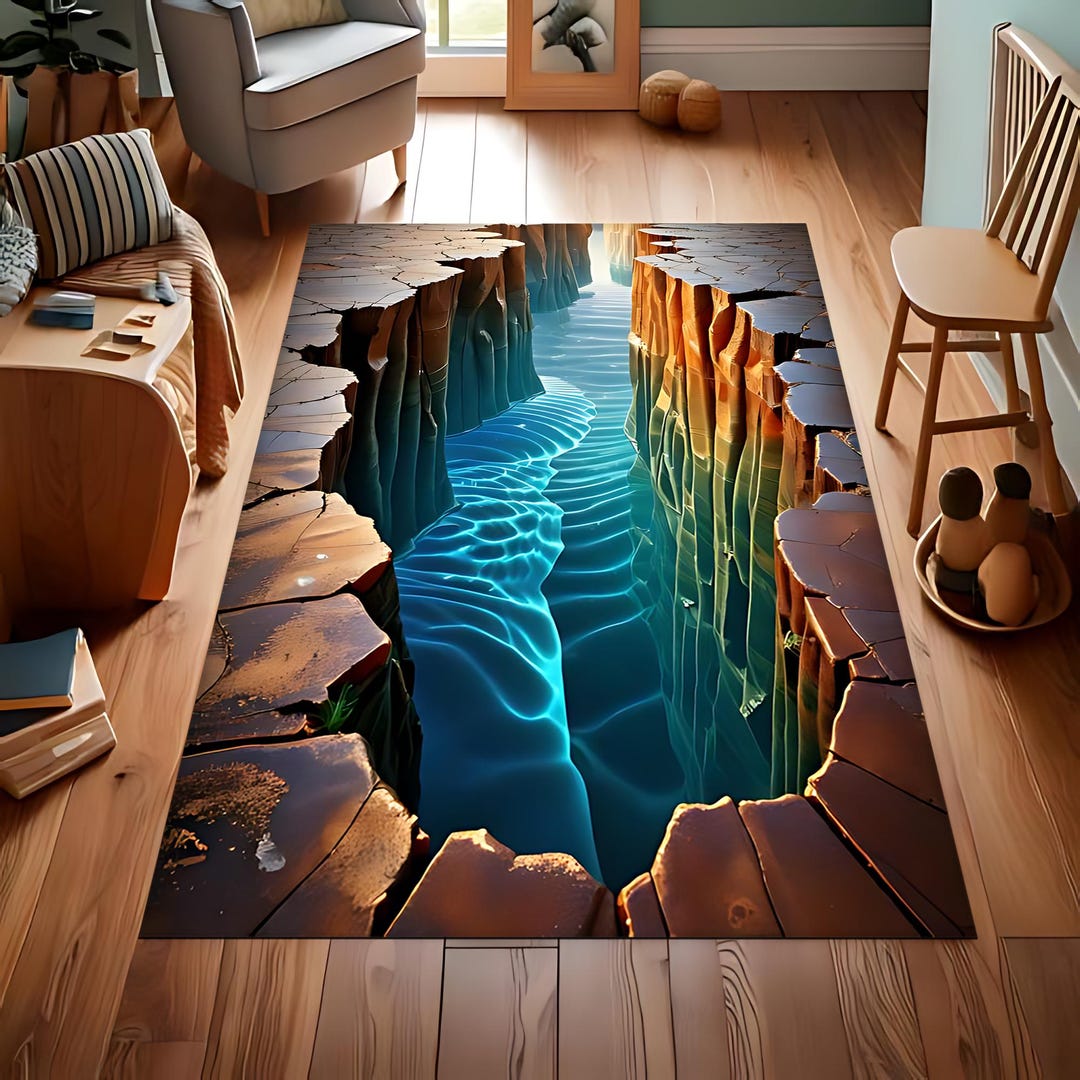 3D Rug, Illusion Rug, 3D Huge Crack in Living Room Rug, Optical ...