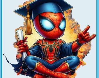 Cute Spidey Diploma, Graduation Watercolor Splash, Clipart Images, Graphics and Artwork, Rainbow Aesthetic, PNG Superhero Movie Images