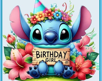 Stitch Birthday Girl Png, conjunto de imágenes de alta calidad listas para imprimir, descarga instantánea, formato PNG, cumpleaños PNG, paquete PNG, tendencia PNG